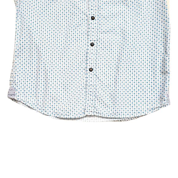 Eighth Avenue Shirt Mens Medium White Geometric Short Sleeve Cotton Preppy - Picture 4 of 13